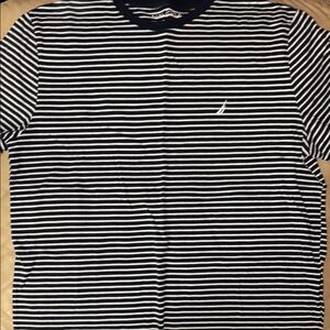 Nautica Black and White Striped T-Shirt